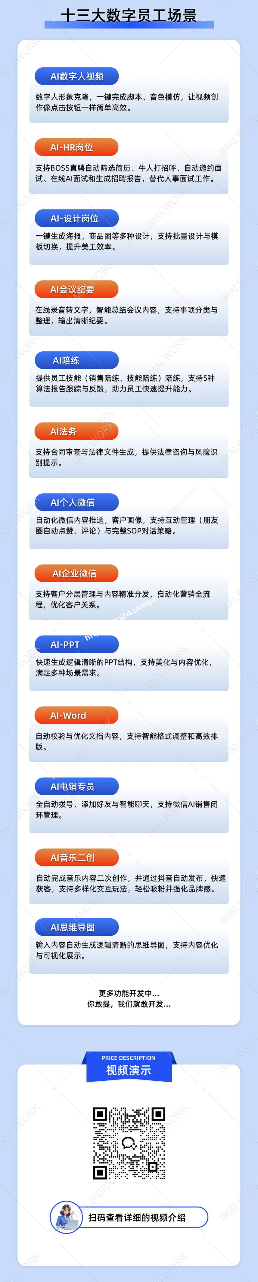 IMAIWORK数字员工deekseekAI数字人/手机个微企微矩阵/面试/陪练/电销/客服/法务/系统全开源
