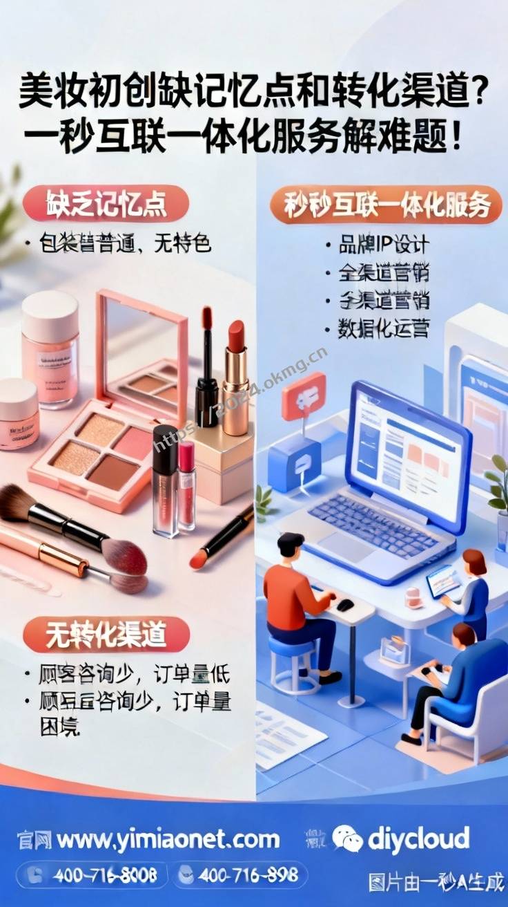 美妆初创缺记忆点和转化渠道？一秒互联一体化服务解难题！