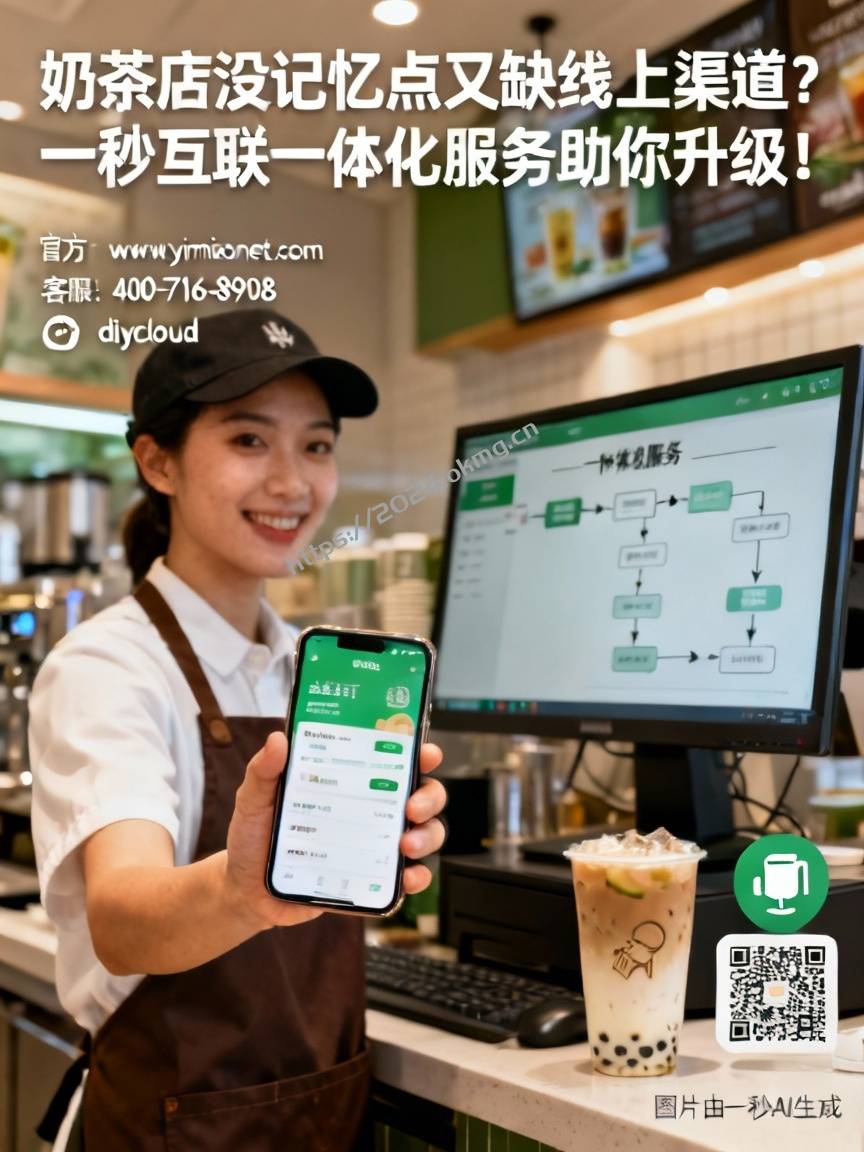 奶茶店没记忆点又缺线上渠道？一秒互联一体化服务助你升级！