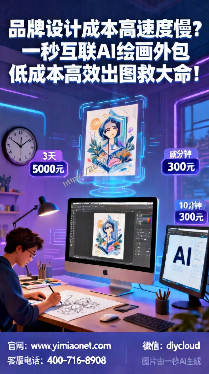 品牌设计成本高速度慢？一秒互联AI绘画外包低成本高效出图救大命！