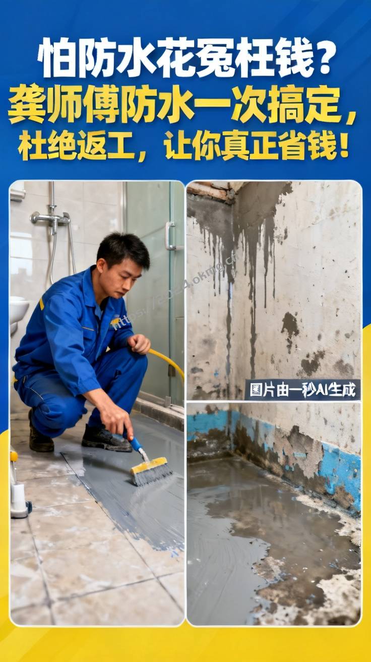 怕防水花冤枉钱？龚师傅防水一次搞定，杜绝返工，让你真正省钱！
