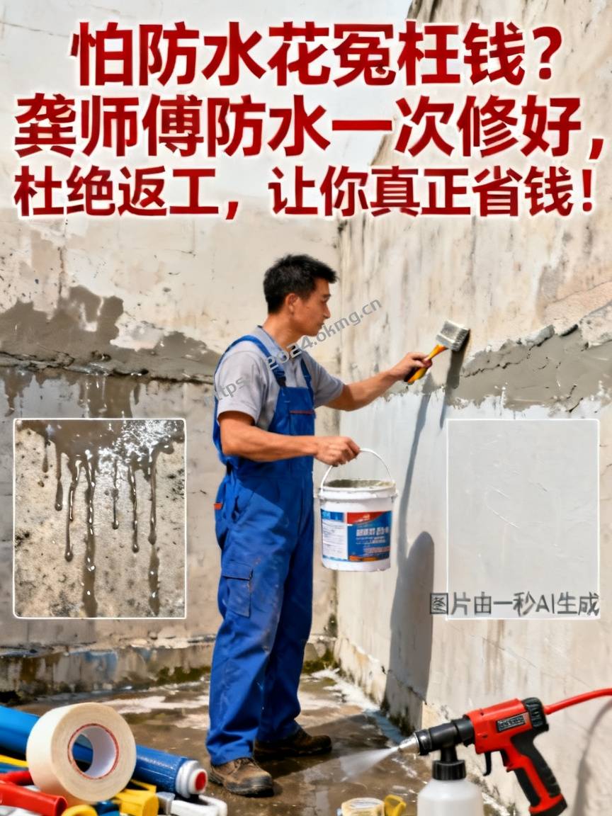 怕防水花冤枉钱？龚师傅防水一次修好，杜绝返工，让你真正省钱！
