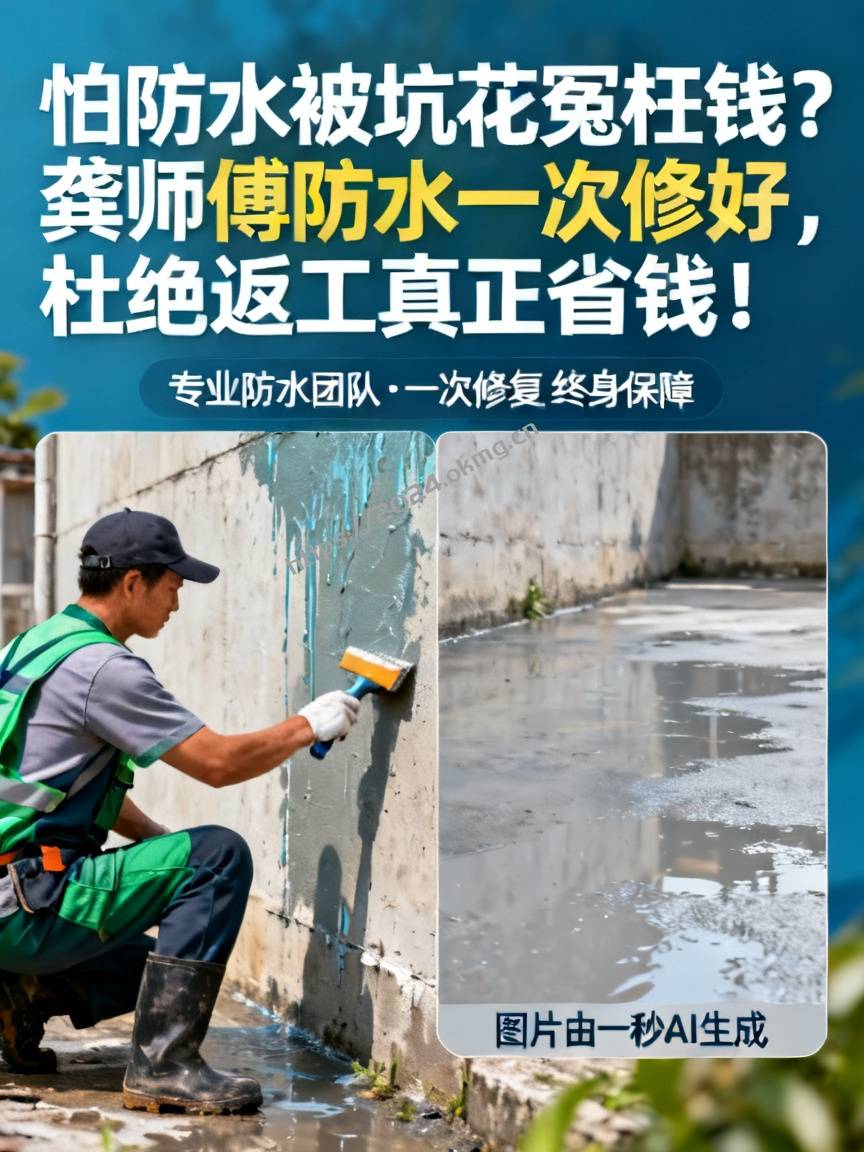 怕防水被坑花冤枉钱？龚师傅防水一次修好，杜绝返工真正省钱！