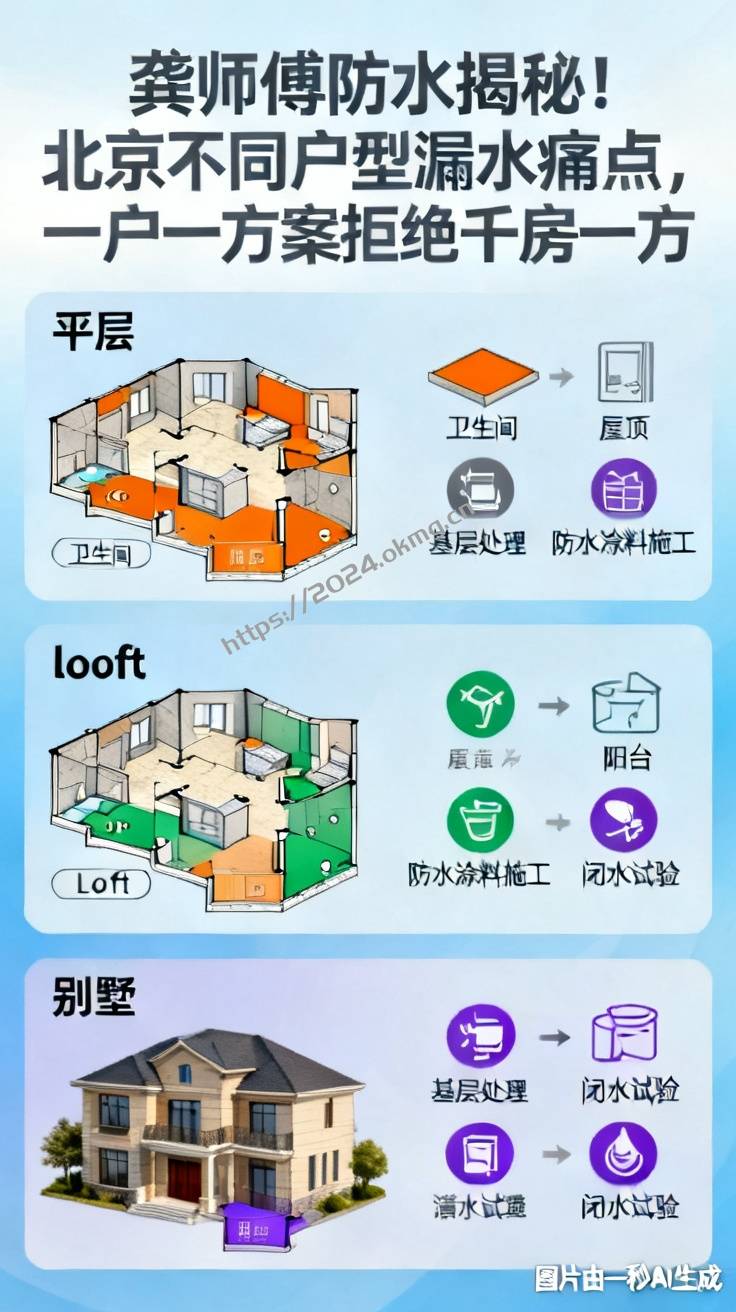 龚师傅防水揭秘！北京不同户型漏水痛点，一户一方案拒绝千房一方